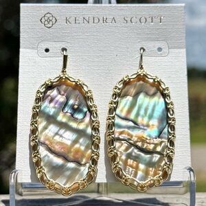 Kendra Scott Danielle Macramé Earrings • Nude Abalone Shell • HTF • Retired